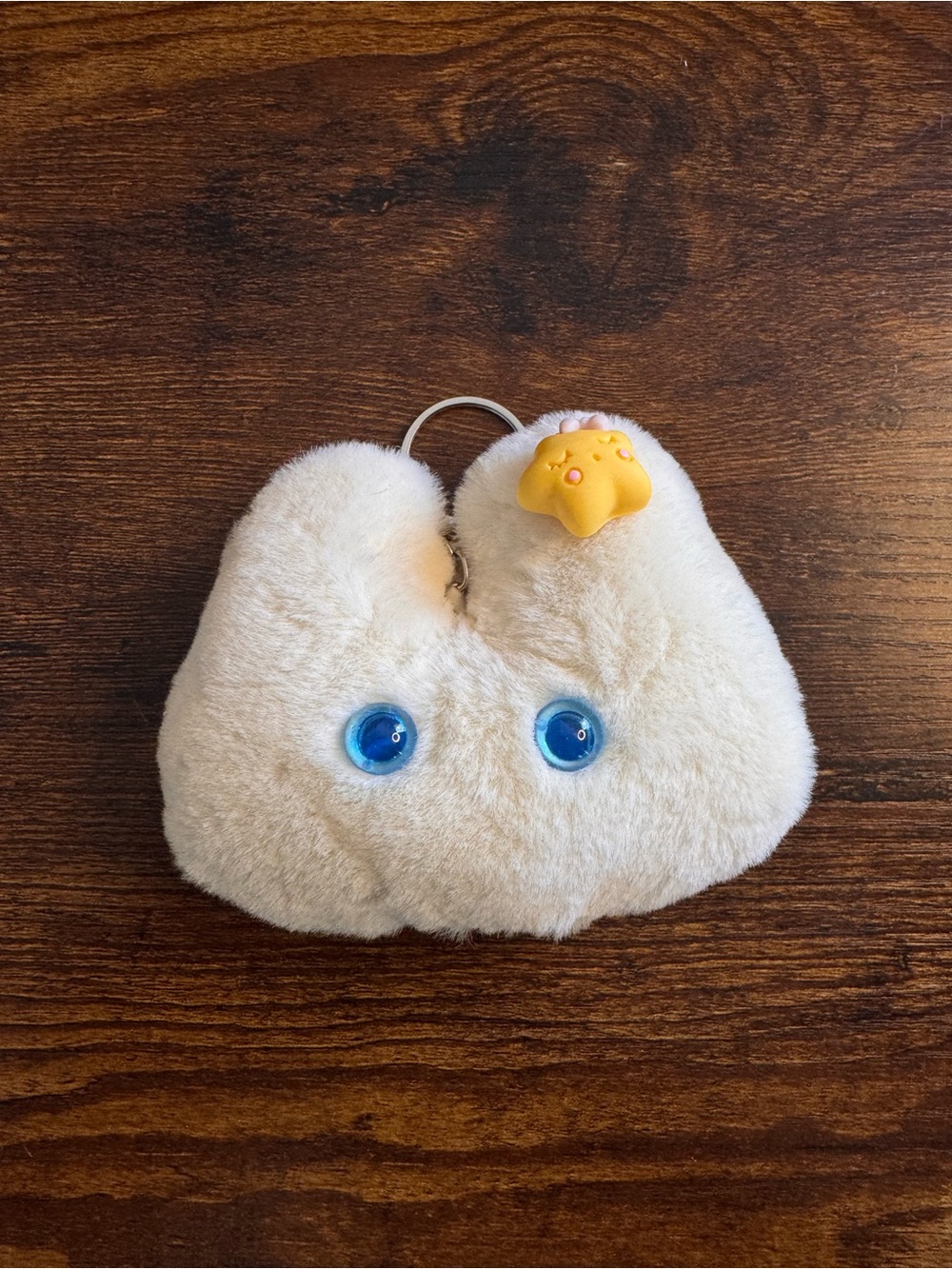 Cute Cat Plush Keychain with Blue Eyes and Yellow Star Charm